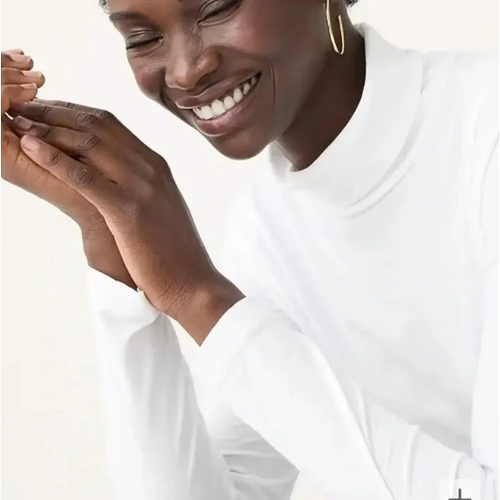 NWT J. Crew Tissue Turtleneck Top White Long Sleeve Lightweight Classic Size S - Picture 3 of 13